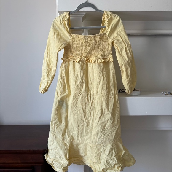 ‘7 for all mankind’ butter yellow linen smocked midi dress - Picture 4 of 5